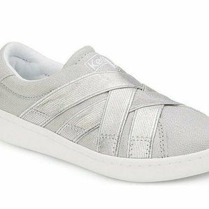 Keds Kids Ace Gore Grey/Silver Metallic Slip On Canvas Sneakers Sz 2